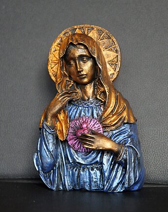 Rzeźba Matki Boskiej niebiesko-różowa wys. 15,5 cm, JBJart Justyna Jaszke