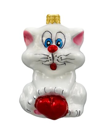 Bombka choinkowa: Kot z sercem: biały, Syn Bombkarza