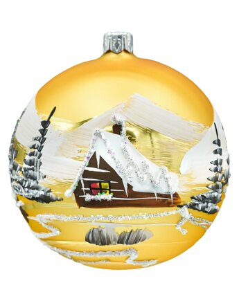 Bombka okrągła Zimowa Wioska: złota, Syn Bombkarza