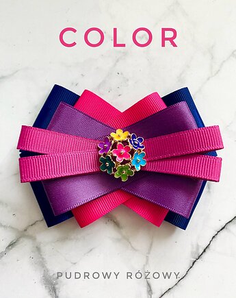 Brosza z Kolekcji COLOR z delikatnymi kolorowymi kwiatkami, Pudrowy Różowy