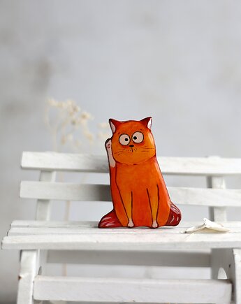 Broszka malowana 艢mieszny rudy kot, Black Cat