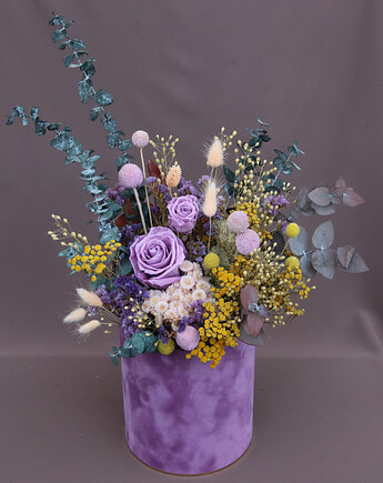 Flowerbox ,,Fioletbox" róże wieczne, Rondo Kwiatowe