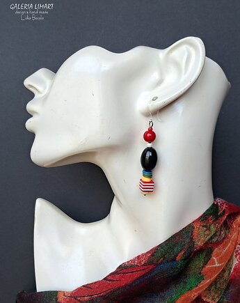 Geometryczne i kolorowe urocze kolczyki handmade super prezent, Galeria Limart