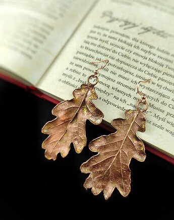 Liście dębu IX kolczyki miedziane, Treemasters Copper Jewelry