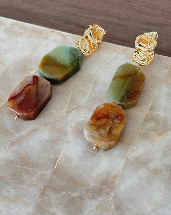 Kolczyki Agat Mszysty Unikat, Chmolowska Jewellery