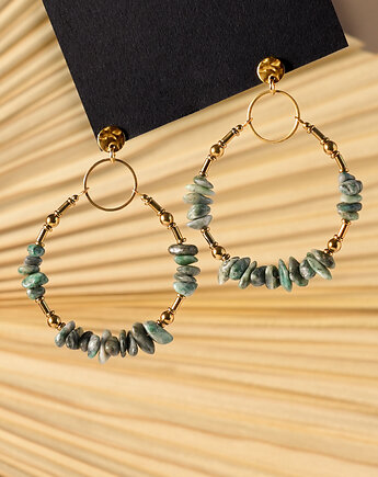 Unikatowe kolczyki boho z turkusem afrykańskim, AT NOON