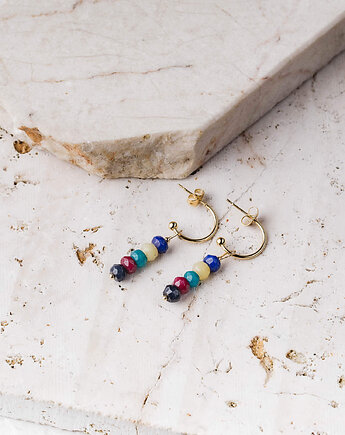 Kolczyki pozłacane kolorowymi jadeitami, baj.KA