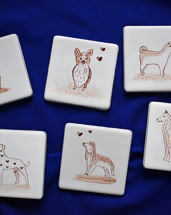 Podkładki pod kubki kafelki psy, Kobaltowa Sroka