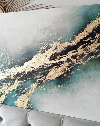 BLASK NATURY  Ręcznie malowany obraz ze złotem 100x70 cm, Anna Jatczak Art