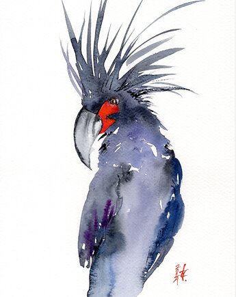 Oryginalna akwarela. Papuga, alquadro