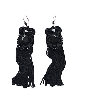 Czarne kolczyki soutache z frędzlami, Mró Soutache
