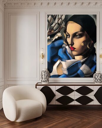 Tapeta -  Niebieski szal - T. Łempicka, Dekoracje PATKA Patrycja Kita