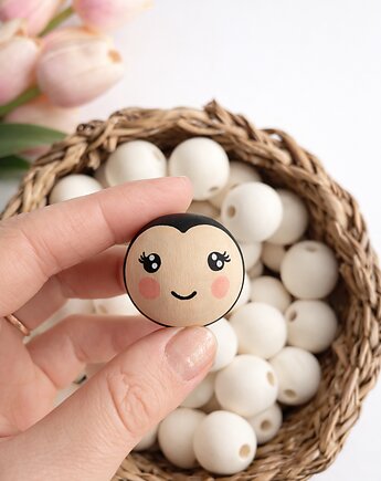 Ręcznie malowany koralik biedronka 3 cm do makramy i rękodzieła 1 szt., plecione_