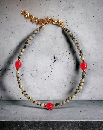 NA NOGĘ :: red currant collection : bransoletka na kostkę : jaspis, jadeit, kaktusia