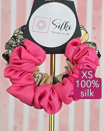 XS mini mała gumka dla dzieci do włosów jedwab naturalny scrunchie mix, Silki