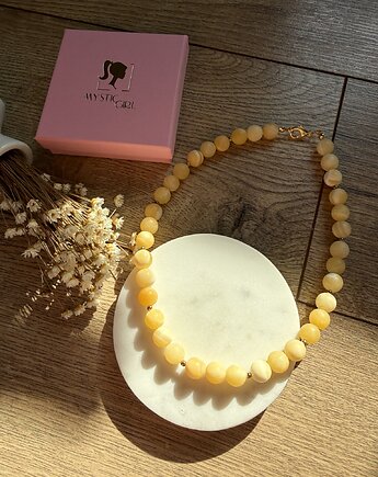 Naszyjnik korale z żółtego kalcytu, Mystic Girl