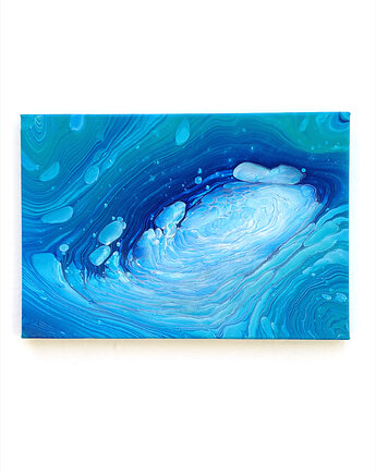 Oryginalny obraz abstrakcyjny 26x36 cm - Ogrom Turkusu, Pouring Space