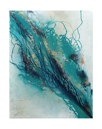 ŹRÓDŁO 70x90 cm Akryl na płótnie Duży obraz Abstrakcja do salonu, Joanna Bilska