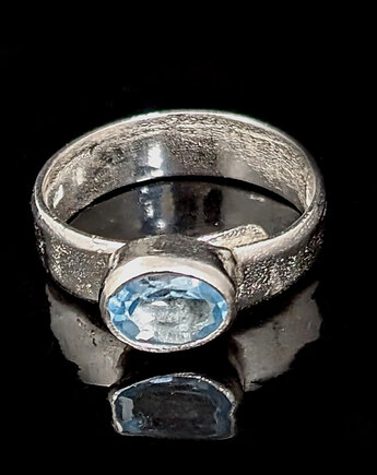 Pierścionek blue topaz regulowany, Pracownia Neores
