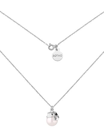 Srebrny naszyjnik z kotkiem i perłą SWAROVSKI CRYSTAL, SOTHO