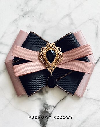 Brosza  z czarnym kryształkiem NEW, Pudrowy Różowy