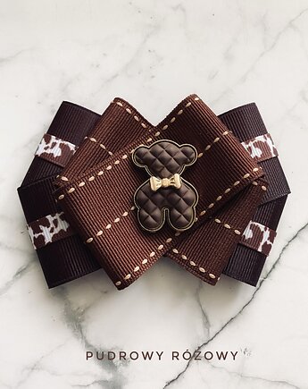 Jesienna Brosza  z  czekoladowym MISIEM Nowość, Pudrowy Różowy