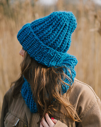 Wełniana czapka i komin- komplet zimowy peruvian WOOLY, sploteka