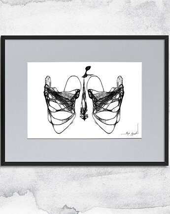 Czarno-biała grafika z ramą - nr 54, Maja Gajewska