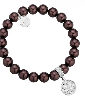 Czekoladowa bransoletka z pereł kryształ SWAROVSKI, OKAZJE - Prezenty na 18 dla koleżanki
