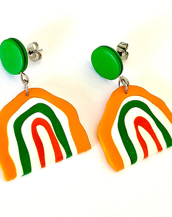 Kolczyki pomarańczowo zielone z masy polimerowej, OMIFIMO