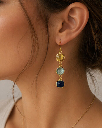 HAPPY SPRING - kolczyki kamienie szlachetne srebro pozłacane, Anemon Atelier