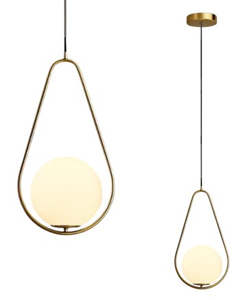 Lampa wisząca zwis żyrandol lampa na sufit złota szkło kula LED E27, VOLTA LIGHT