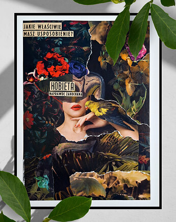 Kobieta zakochana - kolaż analogowy (print), Black Heart Collage