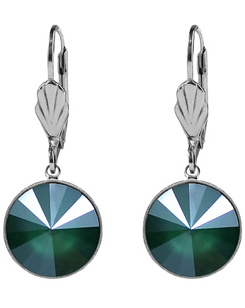 Kolczyki z kryształami  Swarovski  W zieleni, Silver Violet