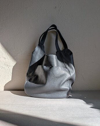 Grafitowa skórzana torba worek, Łagoda