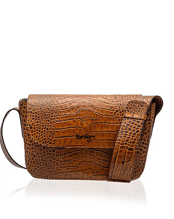Torebka skórzana Alva jasnobrązowa marki bolsa, Bolsa
