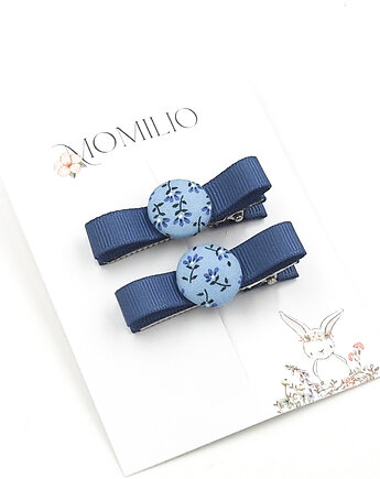 Spinki do włosów Bobbles Bow Blue Little Flowers, Momilio