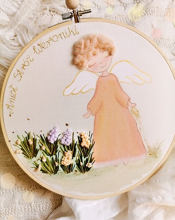 Obrazek z aniołkiem, pamiątka Chrztu narodzin dla dziewczynki, gingerolla