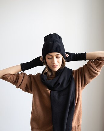 Czapka Merino & cashmere czarna, Lucky HandMade