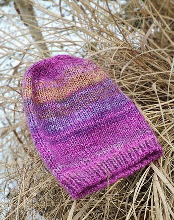 Ombre z różem / czapka z jedwabiem, agat handmade