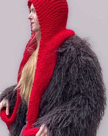 100% MERINO szaliko kaptur, PANAPUFA