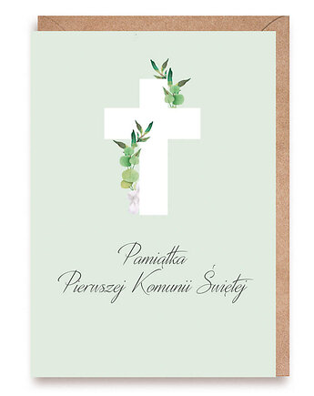 Kartka na Pierwszą Komunię Świętą - "delikatny krzyż", Cardie
