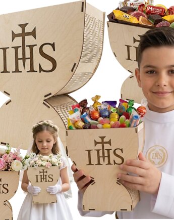 Kielich Box Pudełko na Słodycze Prezent Komunię Pamiątka Pierwszej Komunii, smxdsgn