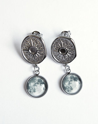 Kolekcja Starlight - kolczyki słońce, księżyc - stal, yenoo