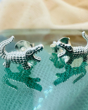 Srebrne kolczyki krokodylki, sztyfty krokodyle, Anemon Atelier
