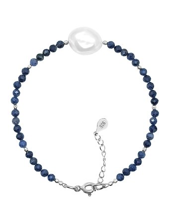 Srebrna bransoletka z szafirem i perłą, IVE Jewelry