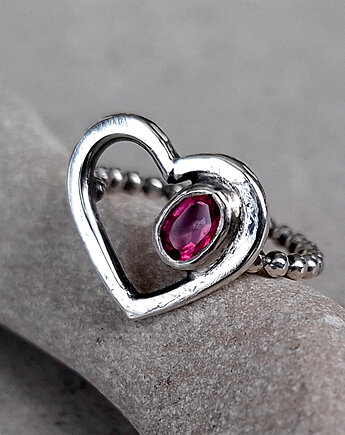 Cor - srebrny pierścionek z różowym topazem, MIECHUNKA