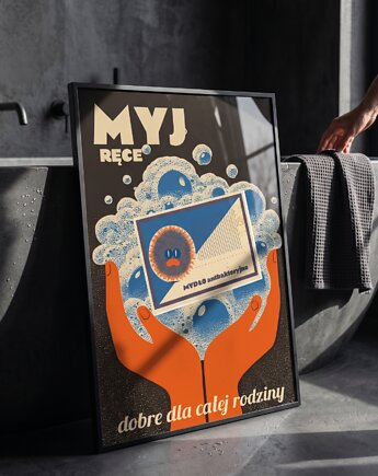 Plakat myj ręce, polkastudio