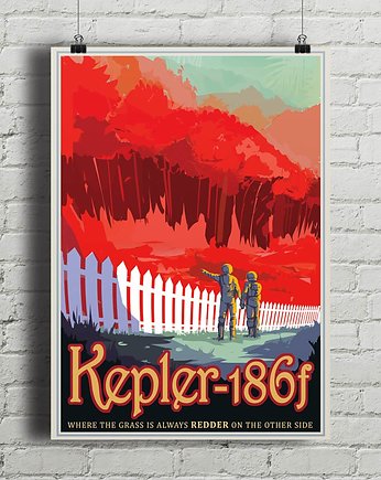 Planeta Kepler 186f - vintage plakat, minimalmill