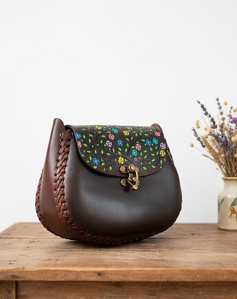 Torebka skórzana Marlene kwiaty ręcznie robiona, SempreArte